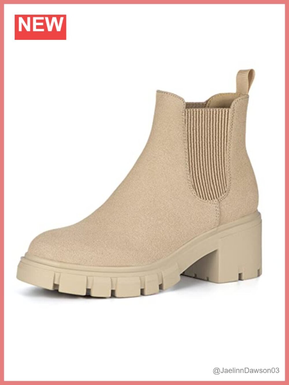 Suede Chelsea Ankle Boots Slip On Block Heel Lug Sole Booties